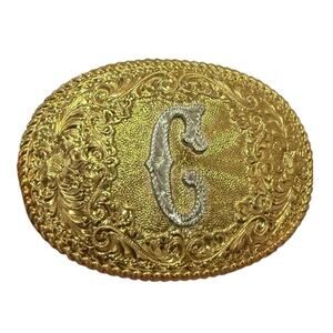 El Arturo Crumrine Vintage Belt Buckle C Western Bronze Yellowstone Ranch Signed